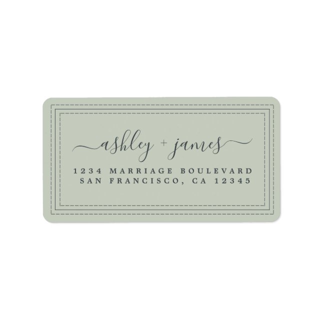 Elegant Script Pastel Green Wedding Return Address Label (Front)