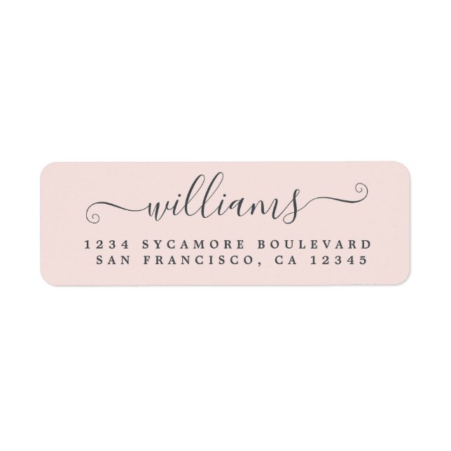 Elegant Script Pastel Pink Family Return Address (Front)