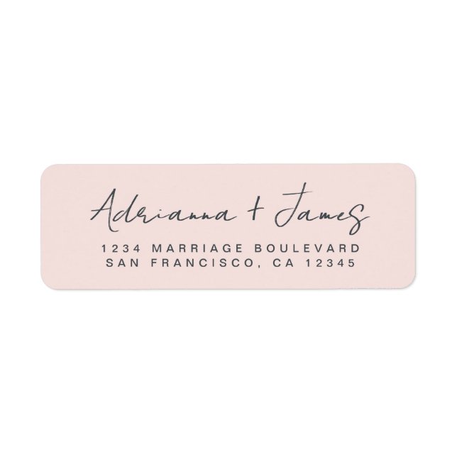 Elegant Script Pastel Pink Wedding Return Address (Front)
