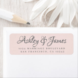 Elegant Script Pastel Pink Wedding Return Address