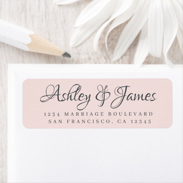 Elegant Script Pastel Pink Wedding Return Address (Insitu)