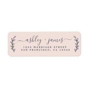 Elegant Script Pastel Pink Wedding Return Address