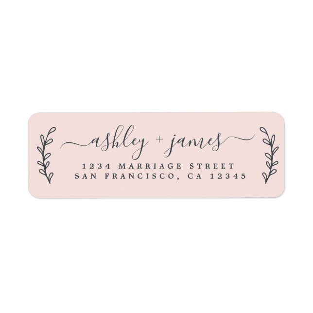Elegant Script Pastel Pink Wedding Return Address (Front)