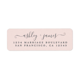 Elegant Script Pastel Pink Wedding Return Address