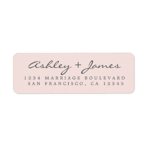 Elegant Script Pastel Pink Wedding Return Address