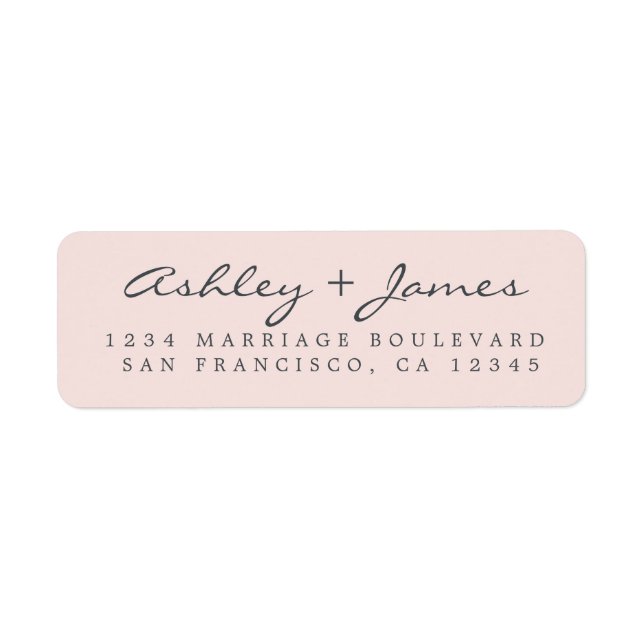 Elegant Script Pastel Pink Wedding Return Address (Front)