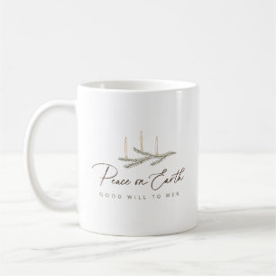 Elegant Script Peace on Earth Christmas Coffee Mug