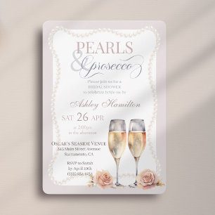 Elegant script Pearls & prosecco Bridal shower Invitation