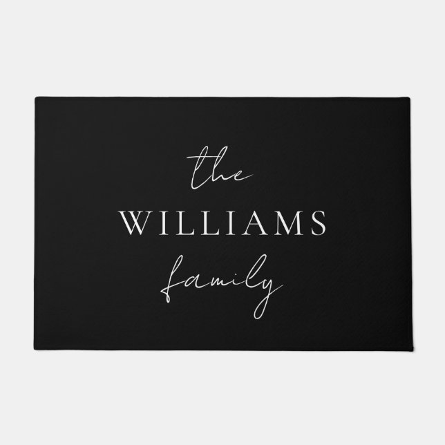 Elegant Script Personalised Calligraphy Family Doormat (Front)