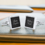 Elegant Script Personalised Groom Silver Finish Cufflinks<br><div class="desc">Custom wedding party design.</div>