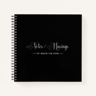 Elegant Script Personalised Notes & Musings Black Notebook
