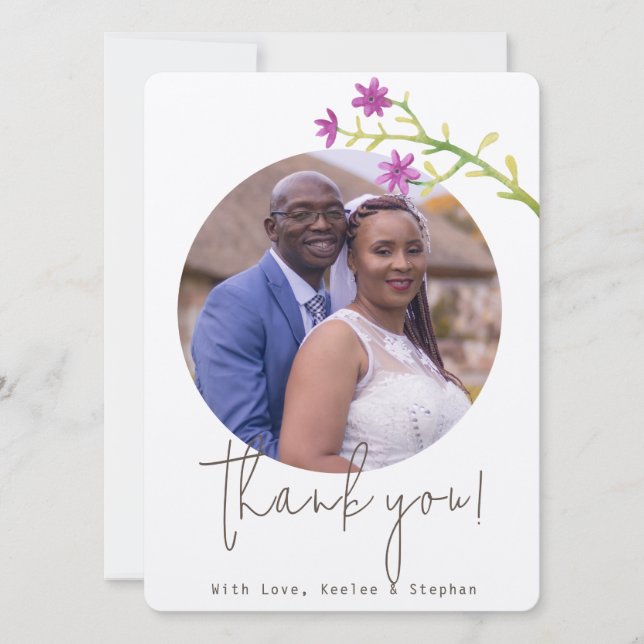 Elegant Script Personalised Photo Thank You Card (Front)