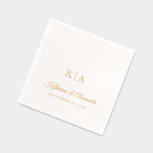 Elegant Script Personalised Wedding Monogram Foil Napkins