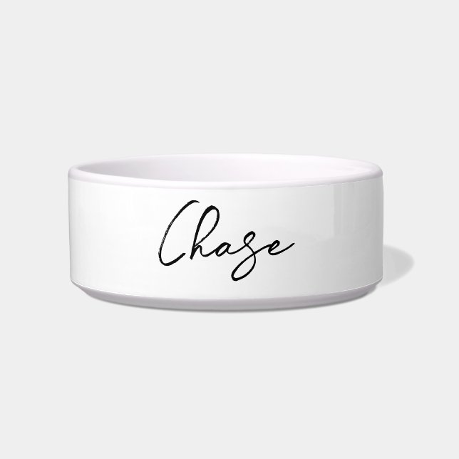 Elegant script pet name custom bowl (Front)