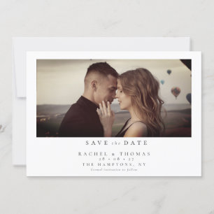 Elegant Script Photo Black White Wedding Save The Date