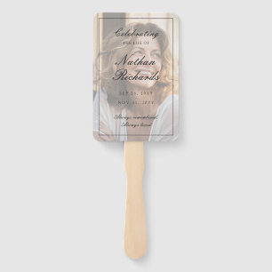 Elegant Script Photo Celebration of Life Funeral Hand Fan