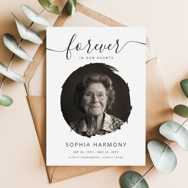 Elegant Script Photo Celebration of Life Funeral Invitation (Creator Uploaded)
