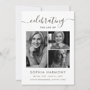 Elegant Script Photo Celebration of Life Program Card
