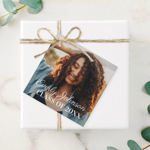 Elegant Script Photo Class of 2026 Graduation Favour Tags