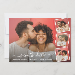 Elegant Script Photo Collage 5 Photos Modern Save The Date