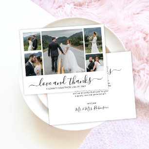 Elegant Script Photo Collage Wedding Thank You