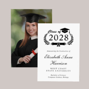 Elegant Script Photo College Graduation Announcement
