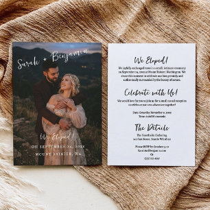 Elegant Script Photo Elopement Announcement