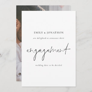 Elegant Script Photo Engagement Announcement