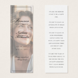 Elegant Script Photo Funeral Memorial Bookmarks