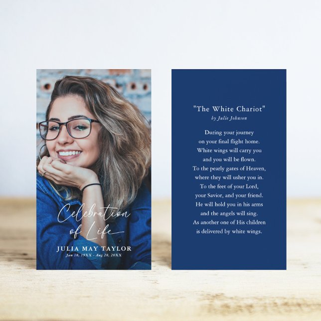 Elegant Script Photo Funeral Prayer Card (Creator Uploaded)