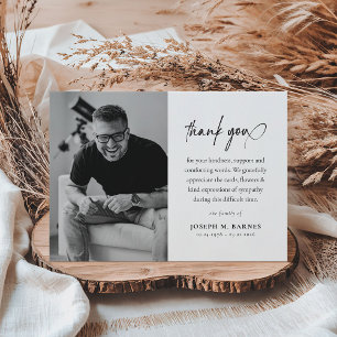 Elegant Script Photo Funeral Thank You Card