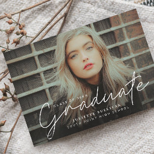 Elegant Script Photo Graduation Announcement