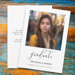 Elegant Script Photo Graduation Announcement