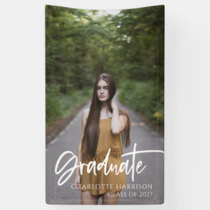 Elegant Script Photo Graduation Banner
