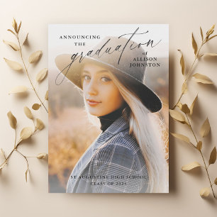 Elegant Script Photo Graduation Invitation