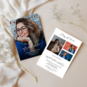 Elegant Script Photo Graduation  Invitation