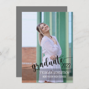 Elegant Script Photo Graduation Invitation