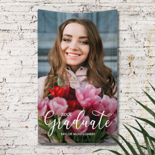 Elegant Script Photo Graduation Party Banner