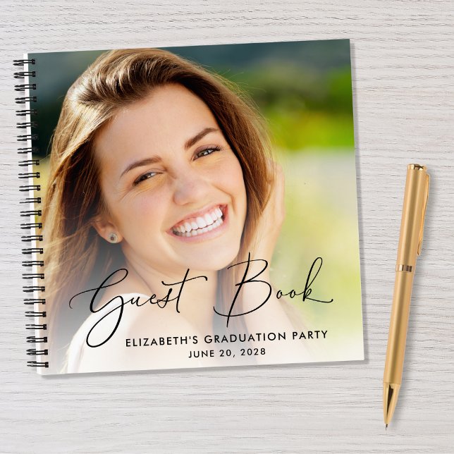 Elegant Script Photo Graduation Party Guest Book (Creator Uploaded)