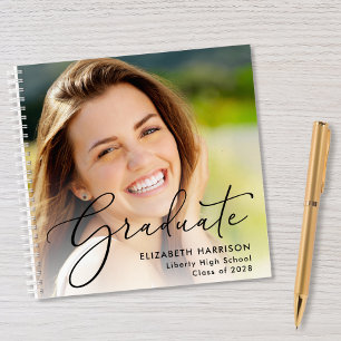 Elegant Script Photo Graduation Party Guest Book