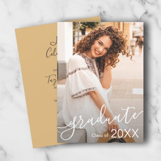Elegant Script Photo Graduation Party Invitations (Creator Uploaded)