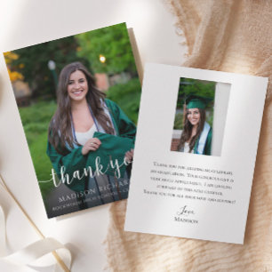 Elegant Script Photo Graduation Thank You Card