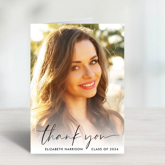 Elegant Script Photo Graduation Thank You Card (Creator Uploaded)