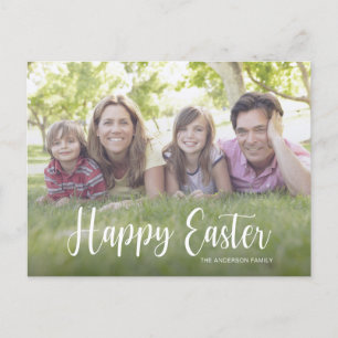 Elegant Script Photo Happy Easter Postcard