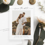 Elegant Script Photo Minimal Wedding Save The Date<br><div class="desc">An elegant script photo save the date with vertical photo and minimal typography. Click the personalise button to customise this design.</div>