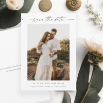 Elegant Script Photo Minimal Wedding Save The Date