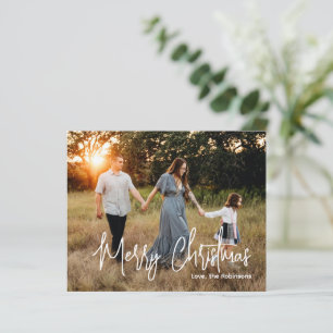 Elegant Script Photo Modern Christmas Card