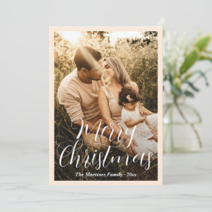 Elegant Script Photo Modern Christmas Holiday Card