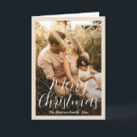 Elegant Script Photo Modern Christmas Holiday Card<br><div class="desc">Modern photo Christmas card featuring a simple and minimal design with "Merry Christmas" in an elegant script typography over your favourite picture surrounded by a netural light beige border. The front has a gradient overlay to help the text stand out, which may be removed in the design editing tool, if...</div>