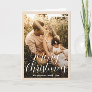 Elegant Script Photo Modern Christmas Holiday Card